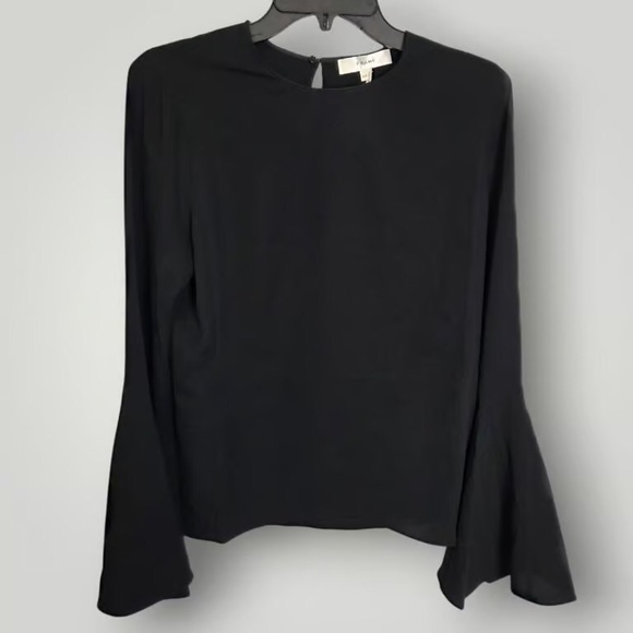 Frame Black Long Sleeve Blouse Flared Cuff